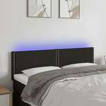 Vidaxl LED posteljno vzglavje črno 144x5x78/88 cm blago
