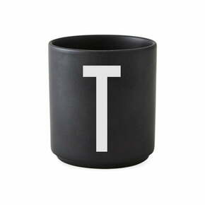 Črna porcelanasta skodelica Design Letters Alphabet T