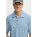 Bombažen polo Filippa K 31560 - modra. Polo iz kolekcije Filippa K, izdelan iz enobarvne pletenine. Model iz izjemno udobne bombažne tkanine.