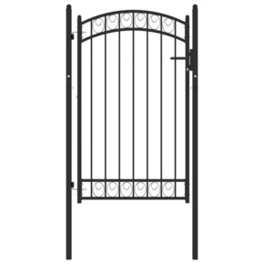 Shumee Vrata za ograjo zaobljena jeklo 100x150 cm črna