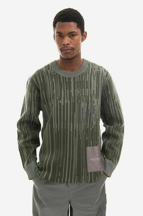 Volnen pulover A-COLD-WALL* Two-Tone Jacquard Knit zelena barva - zelena. Pulover iz kolekcije A-COLD-WALL*. Model z okroglim izrezom