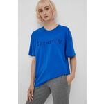 Bombažen t-shirt Superdry modra barva - modra. T-shirt iz kolekcije Superdry. Model izdelan iz tanke, elastične pletenine.