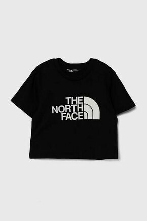 Otroška kratka majica The North Face CROP EASY TEE črna barva - črna. Otroška kratka majica iz kolekcije The North Face. Model izdelan iz tanke
