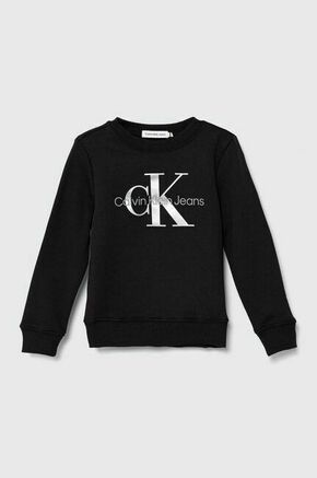 Bombažen pulover Calvin Klein Jeans črna barva - črna. Otroški pulover iz kolekcije Calvin Klein Jeans