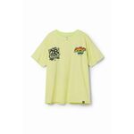 Otroška bombažna kratka majica Desigual rumena barva - rumena. Otroške kratka majica iz kolekcije Desigual, izdelana iz pletenine s potiskom. Model iz izjemno udobne bombažne tkanine.