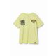 Otroška bombažna kratka majica Desigual rumena barva - rumena. Otroške kratka majica iz kolekcije Desigual, izdelana iz pletenine s potiskom. Model iz izjemno udobne bombažne tkanine.