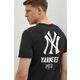 Bombažna kratka majica Nike New York Yankees moška, črna barva - črna. Kratka majica iz kolekcije Nike, izdelana iz tanke, elastične pletenine. Model iz mehke in na otip prijetne tkanine.