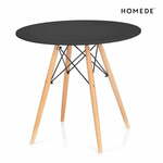Okrogla jedilna miza s črno mizno ploščo ø 80 cm Tebe – Homede