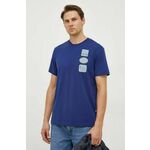 Bombažna kratka majica G-Star Raw moški - modra. Kratka majica iz kolekcije G-Star Raw, izdelana iz pletenine s potiskom. Model iz zračne bombažne tkanine.