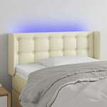 vidaXL LED posteljno vzglavje krem 83x16x78/88 cm umetno usnje