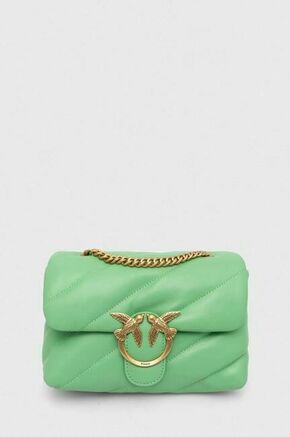 Usnjena torbica Pinko bež barva - zelena. Majhna torbica iz kolekcije Pinko. Model na zapenjanje