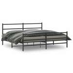 vidaXL Kovinski posteljni okvir z vzglavjem in vznožjem&nbsp;črn 193x203 cm