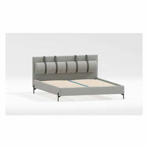 Svetlo siva oblazinjena zakonska postelja z letvenim dnom 160x200 cm Tulsa – Ropez