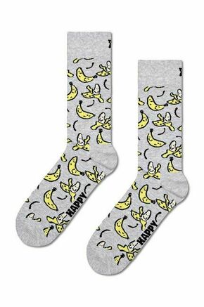 Nogavice Happy Socks Banana Sock siva barva - siva. Nogavice iz kolekcije Happy Socks. Model izdelan iz elastičnega