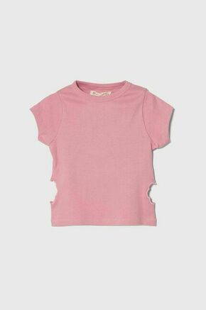 Otroška kratka majica zippy roza barva - roza. Otroške kratka majica iz kolekcije zippy. Model izdelan iz enobarvne pletenine. Model iz izjemno udobne tkanine z visoko vsebnostjo bombaža.