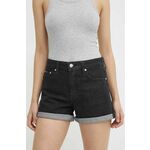 Jeans kratke hlače Calvin Klein Jeans ženske, črna barva, J20J222808 - črna. Kratke hlače iz kolekcije Calvin Klein Jeans, izdelane iz jeansa. Lahkoten elastičen material zagotavlja popolno svobodo gibanja.