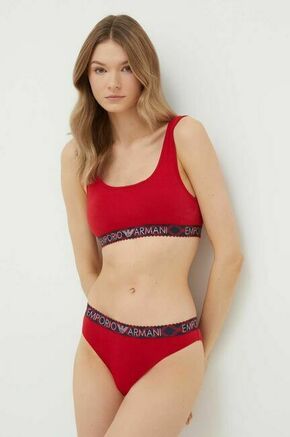 Komplet modrček in spodnjice Emporio Armani Underwear rdeča barva - rdeča. Komplet iz kolekcije Emporio Armani Underwear. Vsebuje spodnjice in modrček. Izdelano iz elastične pletenine.