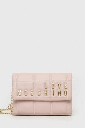 Torbica Love Moschino roza barva - roza. Srednje velika torbica iz kolekcije Love Moschino. Model na zapenjanje