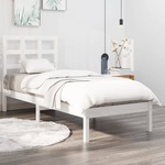 Greatstore Okvir za posteljo, bel, masivni les, 75x190 cm, enojni