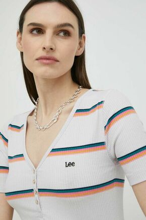 Kratka majica Lee ženski - pisana. Kratka majica iz kolekcije Lee. Model izdelan iz rebraste pletenine. Nežen material