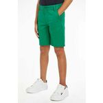 Otroške kratke hlače Tommy Hilfiger zelena barva - zelena. Otroški kratke hlače iz kolekcije Tommy Hilfiger. Model izdelan iz enobarvnega materiala.