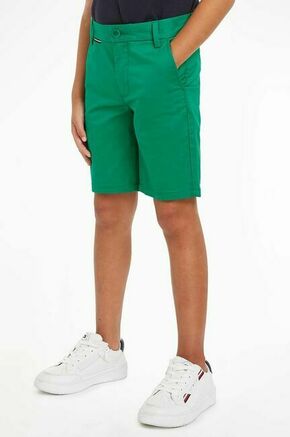 Otroške kratke hlače Tommy Hilfiger zelena barva - zelena. Otroški kratke hlače iz kolekcije Tommy Hilfiger. Model izdelan iz enobarvnega materiala.