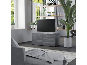 VIDAXL TV omarica visok sijaj siva 80x34x36 cm iverna plošča
