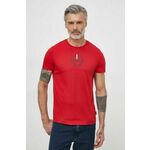 Bombažna kratka majica Tommy Hilfiger moški, rdeča barva - rdeča. Kratka majica iz kolekcije Tommy Hilfiger, izdelana iz tanke, elastične pletenine. Model iz izjemno udobne bombažne tkanine.