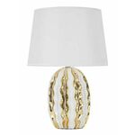 Bela/v zlati barvi keramična namizna svetilka s tekstilnim senčnikom (višina 48 cm) Glam Stary – Mauro Ferretti