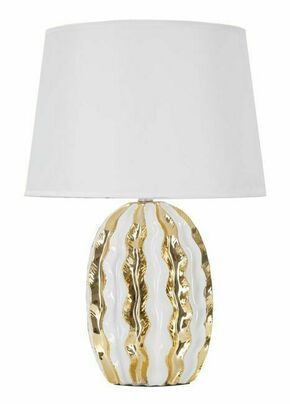 Bela/v zlati barvi keramična namizna svetilka s tekstilnim senčnikom (višina 48 cm) Glam Stary – Mauro Ferretti
