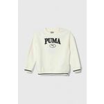 Otroški pulover Puma SQUAD Crew G bela barva - bela. Pulover iz kolekcije Puma, izdelan iz udobne, rahlo elastične tkanine. Model z mehko oblazinjeno sredino zagotavlja mehkobo in dodatno toploto.