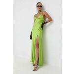 Obleka Pinko zelena barva - zelena. Obleka iz kolekcije Pinko. Model izdelan iz enobarvne tkanine. Poliester zagotavlja večjo odpornost na gubanje.