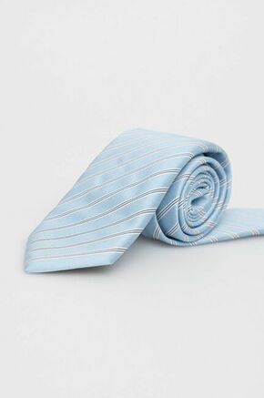 Kravata s primesjo svile BOSS - modra. Kravata iz kolekcije BOSS. Model izdelan iz vzorčaste tkanine.