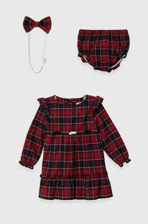 Otroška bombažna obleka Jamiks rdeča barva - rdeča. Obleka za dojenčke iz kolekcije Jamiks. Nabran model