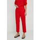 Hlače Tommy Hilfiger ženski, rdeča barva - rdeča. Hlače iz kolekcije Tommy Hilfiger. Model izdelan iz enobarvne tkanine. Model iz zračne tkanine z visoko vsebnostjo bombaža.