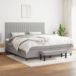 Box spring postelja z vzmetnico svetlo siva 200x200 cm blago - vidaXL - Siva - 96,88 - 200 x 200 cm - vidaXL