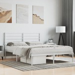 shumee Kovinski posteljni okvir z vzglavjem bel 140x190 cm