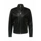 Usnjena jakna BOSS moška, črna barva - črna. Jakna iz kolekcije BOSS. Nepodložen model, izdelan iz naravnega usnja. Model iz visokokakovostnega in trajnostnega materiala.