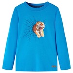 vidaXL Otroška majica z dolgimi rokavi potisk tigra kobalt modra 92