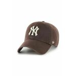 Bombažna bejzbolska kapa 47 brand MLB New York Yankees rjava barva, B-NLRGW17GWS-BWE - rjava. Kapa s šiltom vrste baseball iz kolekcije 47 brand. Model izdelan iz pletenine z nalepko.