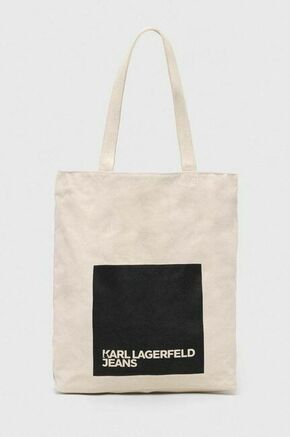 Bombažna torba Karl Lagerfeld Jeans bež barva - bež. Torba iz kolekcje Karl Lagerfeld Jeans. Brez zapenjanja model narejen iz tekstilnega materiala.