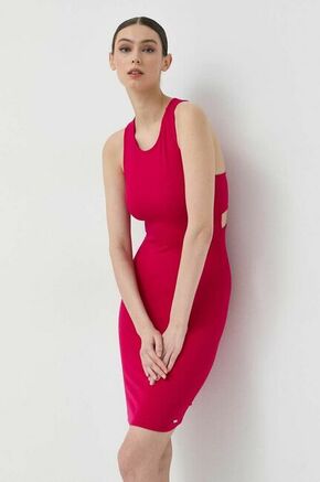 Armani Exchange obleka - roza. Obleka iz kolekcije Armani Exchange. Oprijet model izdelan iz tanke