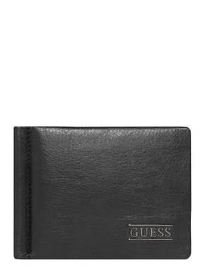Guess usnjena denarnica - črna. Mala denarnica iz kolekcije Guess. Model izdelan iz naravnega usnja.