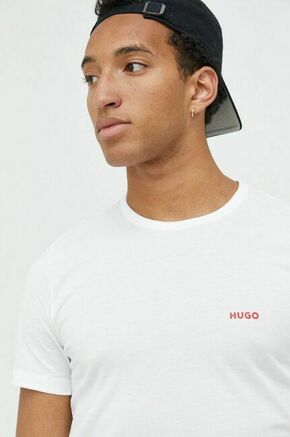 Bombažna kratka majica HUGO 3-pack bela barva - bela. Lahkotna kratka majica iz kolekcije HUGO. Model izdelan iz tanke