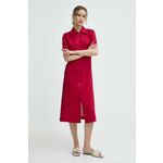 Lanena obleka Liviana Conti roza barva, L4SL25 - roza. Obleka iz kolekcije Liviana Conti. Model izdelan iz tkanine. Model iz izjemno udobne, zračne tkanine.