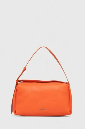 Torbica Calvin Klein oranžna barva - oranžna. Srednje velika torbica iz kolekcije Calvin Klein. Model na zapenjanje