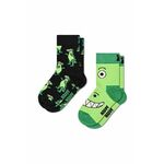 Otroške nogavice Happy Socks Kids Dino Socks 2-pack zelena barva - zelena. Otroške nogavice iz kolekcije Happy Socks. Model izdelan iz vzorčastega materiala. V kompletu sta dva para.