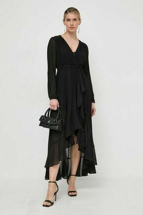 Obleka Twinset črna barva - črna. Obleka iz kolekcije Twinset. Model izdelan iz enobarvne tkanine. Model iz izjemno udobne