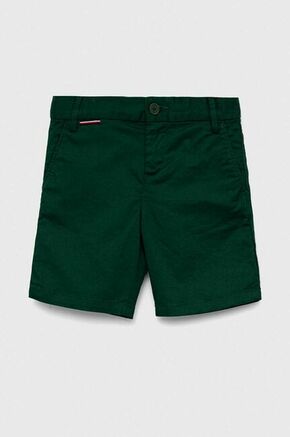 Otroške kratke hlače Tommy Hilfiger zelena barva - zelena. Otroški kratke hlače iz kolekcije Tommy Hilfiger. Model izdelan iz enobarvnega materiala. Lahek in udoben model