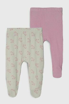 Bombažni otroški kombinezon United Colors of Benetton 2-pack - roza. Pižama za dojenčka iz kolekcije United Colors of Benetton. Model izdelan iz mehke pletenine.